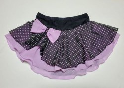画像1: 水玉リボンスカート　（ブラック水玉×薄紫)　