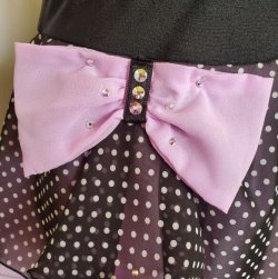 画像4: 水玉リボンスカート　（ブラック水玉×薄紫)　