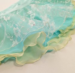 画像2: チュールレースとジョーゼットの2段スカート リボン（ピンク系)