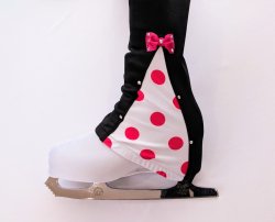 画像1: マチ付きスパッツ　(ローズピンク水玉　リボン)