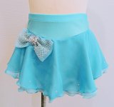 ふわふわ3段スカート リボン（水色系)