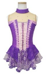 画像: 姫系チュールレースハイネックワンピース（パープル）