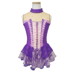 画像: 姫系チュールレースハイネックワンピース（パープル）