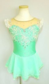 画像: プリンセス刺繍ドレス（エメラルドグリーン系）サイズ130