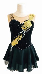 画像: ゴールドモチーフのベロアドレス（ブラック×ゴールド）