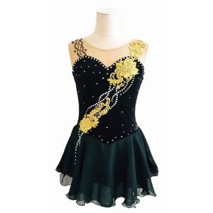 画像: ゴールドモチーフのベロアドレス（ブラック×ゴールド）