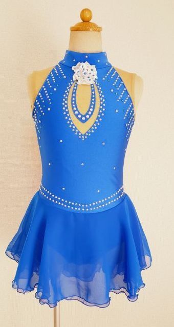 ハイネックのアメリカンスリーブワンピース ブルー Un Fee