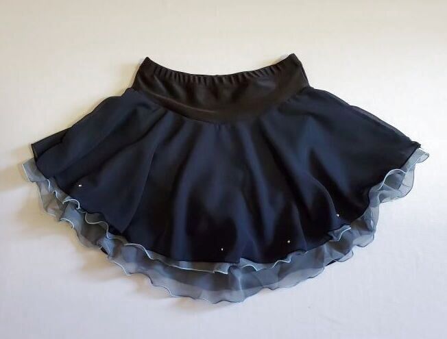 画像1: ジョーゼットの2段スカート （濃紺×薄グレー)